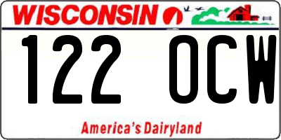 WI license plate 122OCW