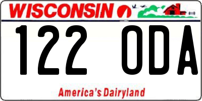 WI license plate 122ODA