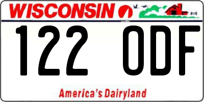 WI license plate 122ODF