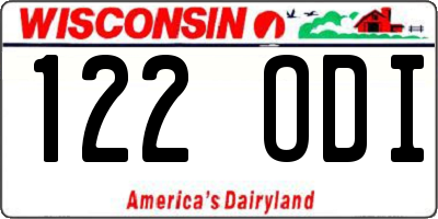 WI license plate 122ODI