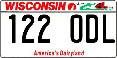 WI license plate 122ODL