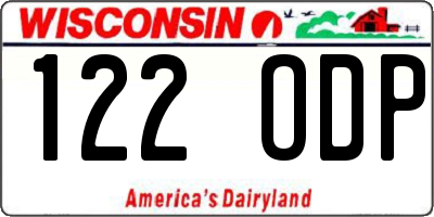 WI license plate 122ODP