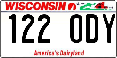 WI license plate 122ODY