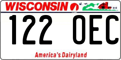 WI license plate 122OEC