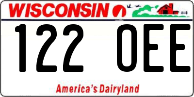 WI license plate 122OEE