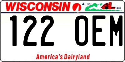 WI license plate 122OEM
