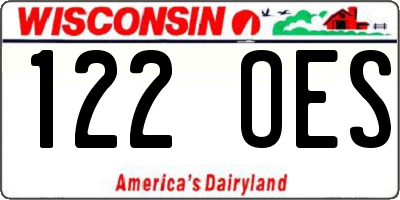 WI license plate 122OES