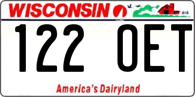 WI license plate 122OET