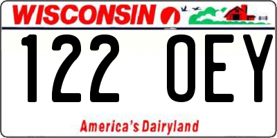 WI license plate 122OEY