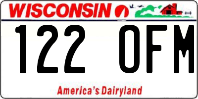 WI license plate 122OFM