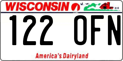 WI license plate 122OFN