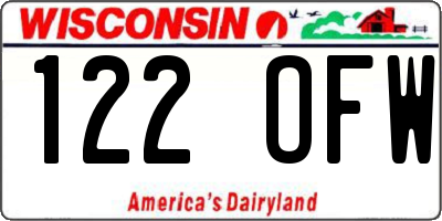 WI license plate 122OFW