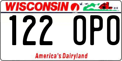 WI license plate 122OPO