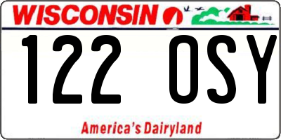 WI license plate 122OSY