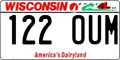 WI license plate 122OUM