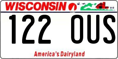 WI license plate 122OUS