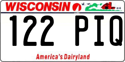 WI license plate 122PIQ