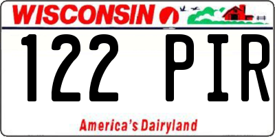 WI license plate 122PIR