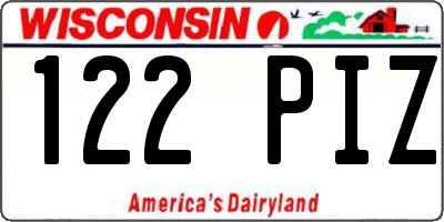 WI license plate 122PIZ