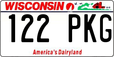 WI license plate 122PKG