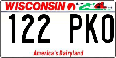 WI license plate 122PKO