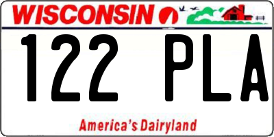 WI license plate 122PLA