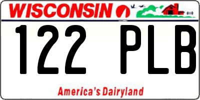 WI license plate 122PLB