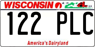 WI license plate 122PLC
