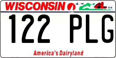 WI license plate 122PLG