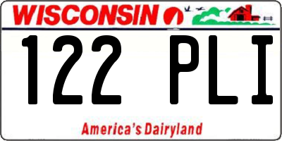 WI license plate 122PLI