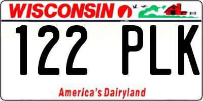 WI license plate 122PLK