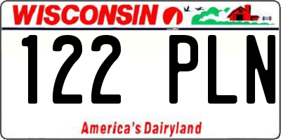 WI license plate 122PLN