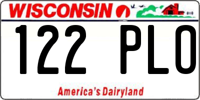 WI license plate 122PLO
