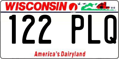 WI license plate 122PLQ