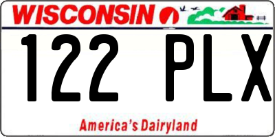 WI license plate 122PLX