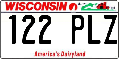 WI license plate 122PLZ
