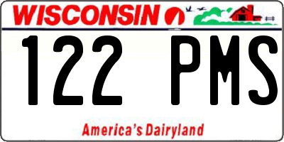 WI license plate 122PMS