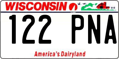 WI license plate 122PNA