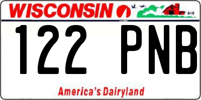 WI license plate 122PNB