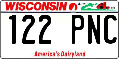 WI license plate 122PNC