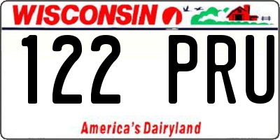 WI license plate 122PRU