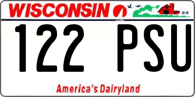 WI license plate 122PSU