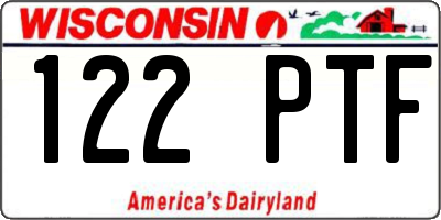 WI license plate 122PTF