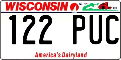WI license plate 122PUC