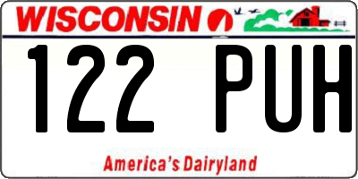 WI license plate 122PUH