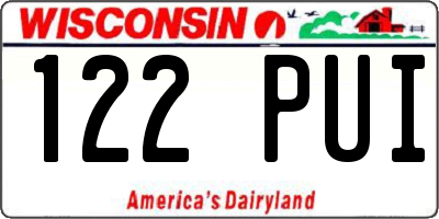 WI license plate 122PUI