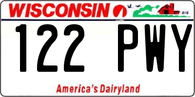 WI license plate 122PWY