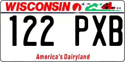 WI license plate 122PXB