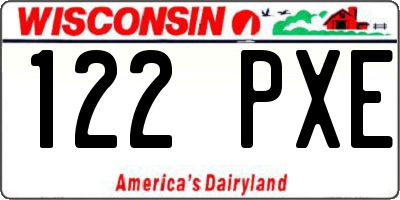 WI license plate 122PXE