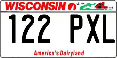 WI license plate 122PXL